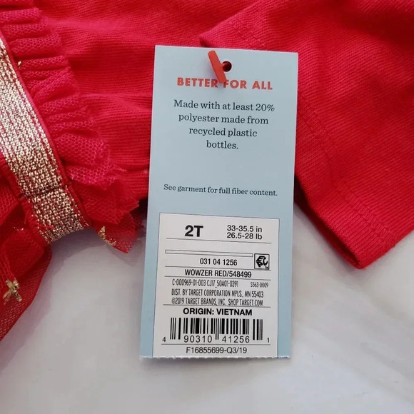 Cat And Jack Red Dress Tulle Skirt Holiday 2 T - Picture 10 of 10
